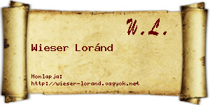 Wieser Loránd névjegykártya